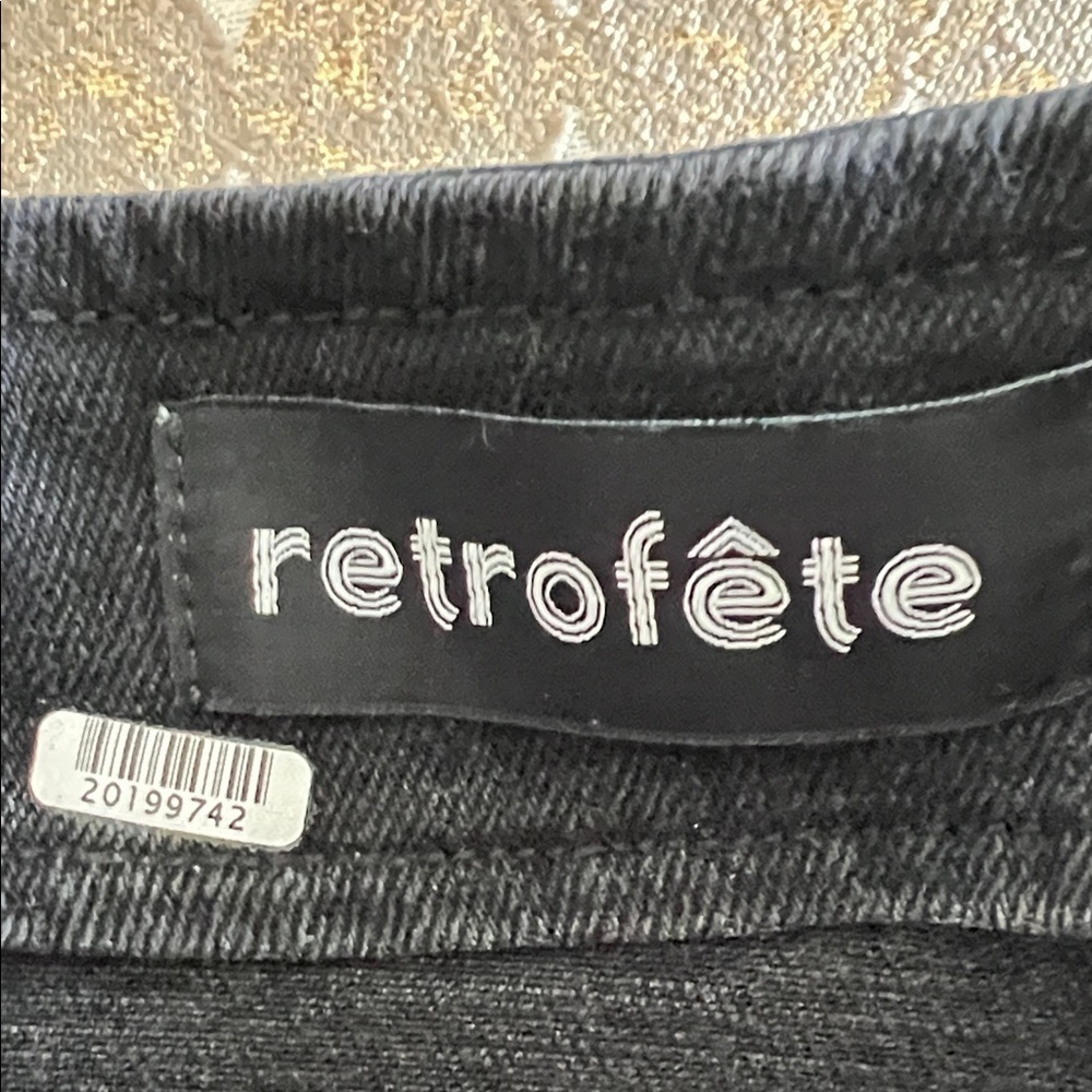 Retrofete Black Button Front Denim Mini Skirt XS NWOT - Picture 2 of 9